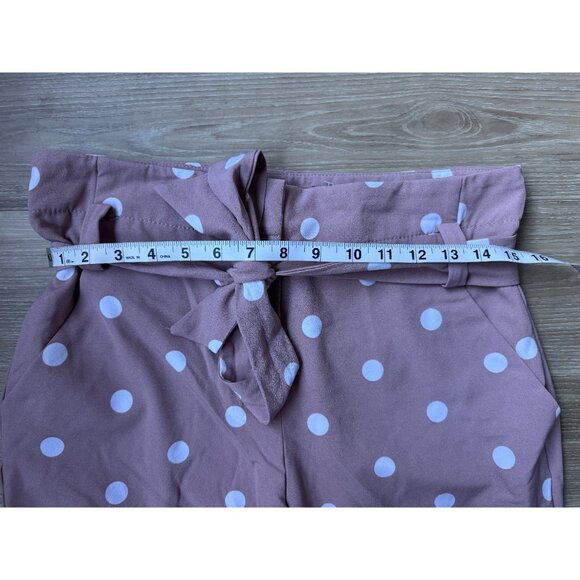 New York & Company Tie-Waist Trousers Pants - Pink/Mauve w/ Polka Dots - Picture 3 of 4